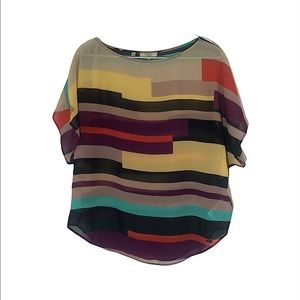 Guess Color-block See-through Chiffon Blouse